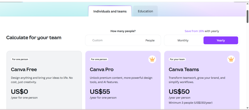 Canva vs Adobe Express. Canva pricing.